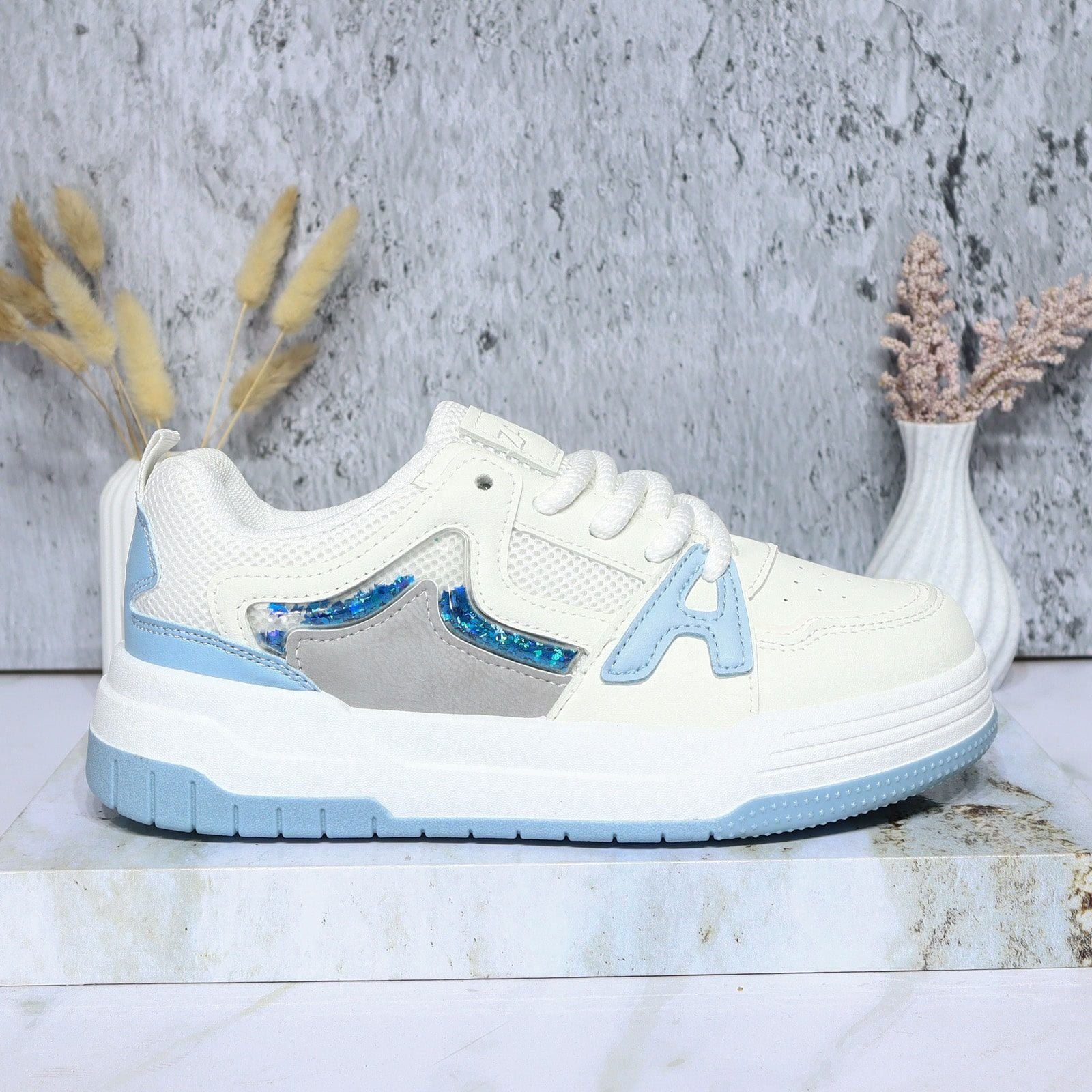 Tenis blanco x azul para mujer KF07-Z477